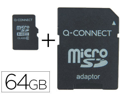 Memoria micro SD Q-Connect 64 GB con adaptador.